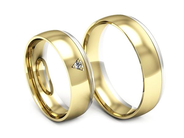 Obrączki z brylantem z żółte i białe złoto - S62150357bzm