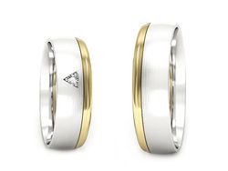 Obraczki z diamentem białe i żółte złoto - S62150357bzmp