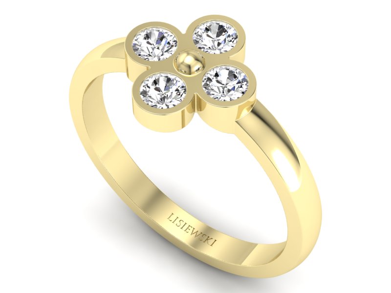 Złoty pierścionek z brylantami w żółtym złocie - w00016br_Si_H - 3