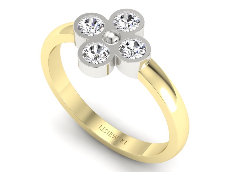 Pierścionek z diamentami w dwukolorowym złocie - w00016zb_Si - 3