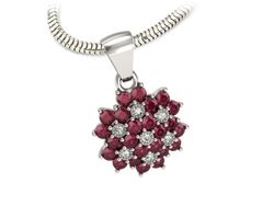 Złota zawieszka z rubinami i diamentami białe złoto - w1191br