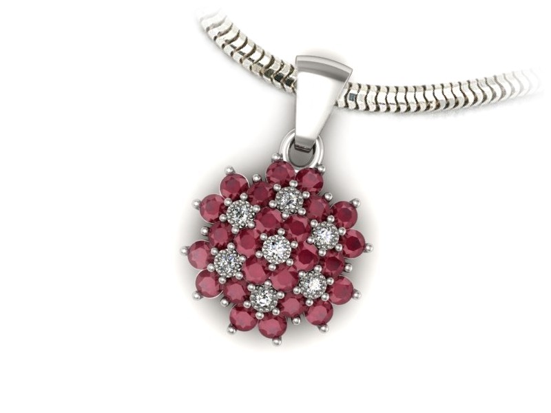 Złota zawieszka z rubinami i diamentami białe złoto - w1191br - 3