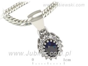 Wisiorek z szafirem i diamentami w białym złocie