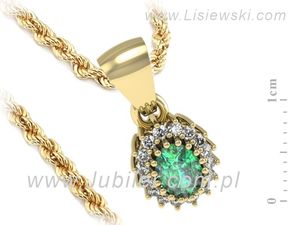 Wisiorek ze szmaragdem i diamentami w żółtym złocie