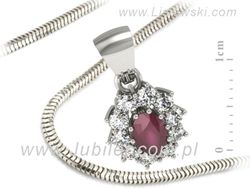 Zawieszka z rubinem i brylantami białe złoto 585 - w15089br
