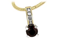Wisiorek z granatem i diamentem żółte białe 585 - w15095zbgr