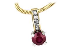 Złoty Wisiorek z rubinem i diamentami złoto 585 - w15095zbr
