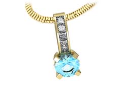 Zawieszka z topazem i diamentami żółte złoto 585 - w15095ztp