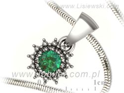 Złota zawieszka białe złoto ze szmaragdem - W15097Bsm