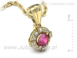 Zawieszka z rubinem i brylantami żółte złoto 585 - w15098zr