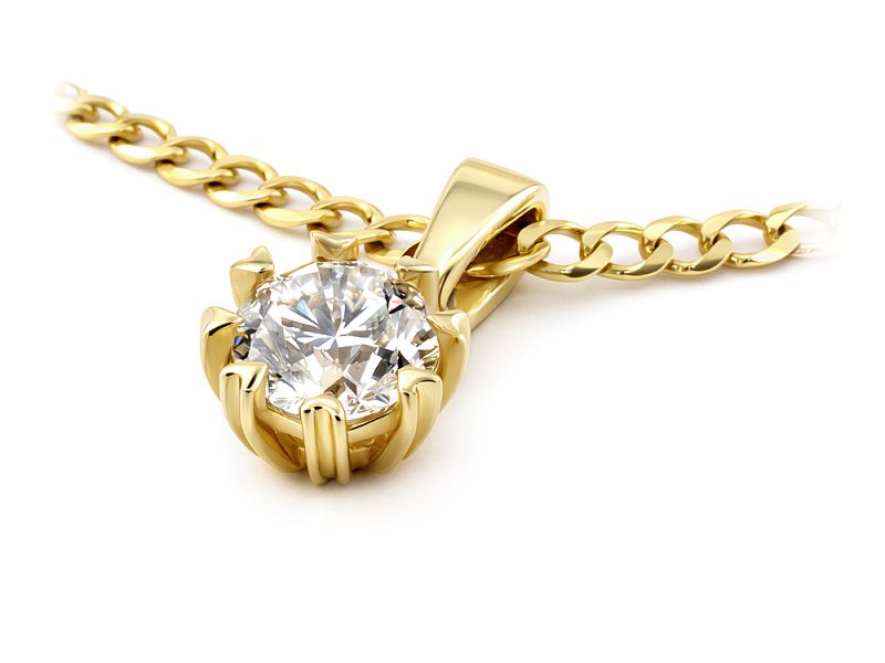 Złoty wisiorek z brylantem w żółtym złocie - W15171 - 3