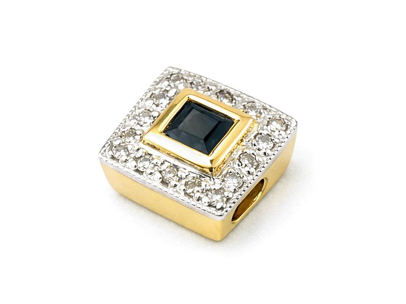 Wisiorek z szafirem i brylantami w żółtym złocie - w15174zsz - 2