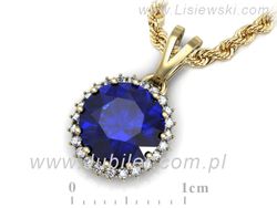 Zawieszka z szafirem i brylantami żółte złoto 585 - W15198z