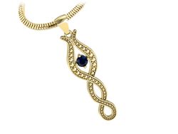 Złota zawieszka kobiecy splot - elegancja szafiru - w15362zsz