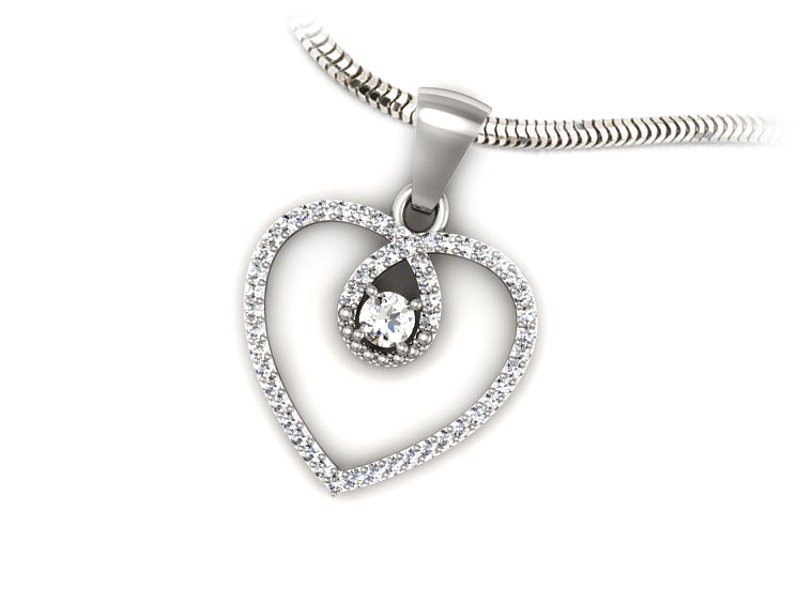 Złota zawieszka Wisiorek z brylantami białe złoto - W15383b - 2