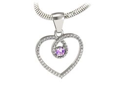 Zawieszka z ametystem i brylantami białe złoto - W15383bat