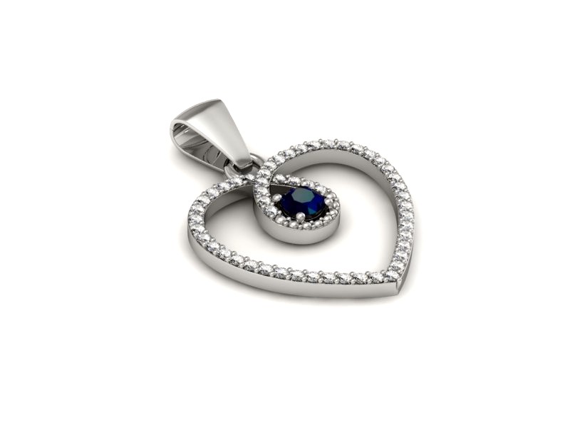 Zawieszka z szafirem i brylantami białe złoto - W15383bsz - 3