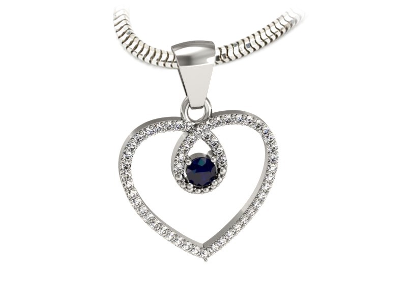 Zawieszka z szafirem i brylantami białe złoto - W15383bsz - 1