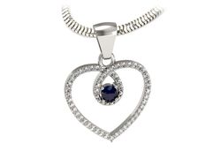 Zawieszka z szafirem i brylantami białe złoto - W15383bsz