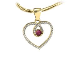 Zawieszka z rubinem i brylantami żółte złoto 585 - W15383zr