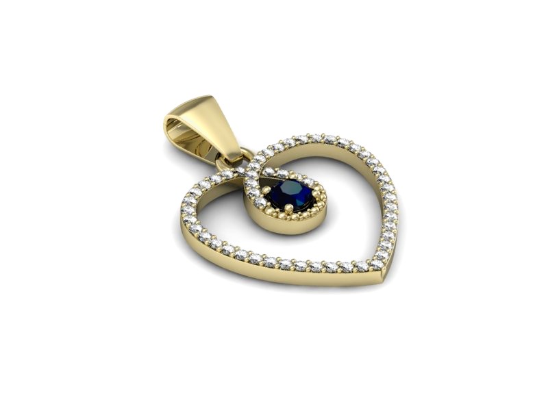 Zawieszka z szafirem i brylantami żółte złoto - W15383zsz - 3