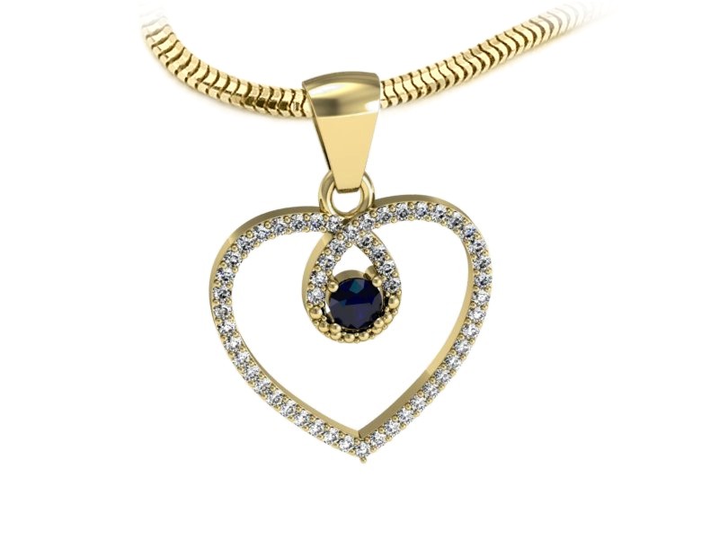 Zawieszka z szafirem i brylantami żółte złoto - W15383zsz - 1