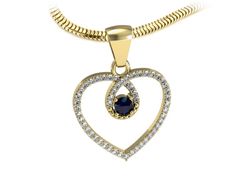 Zawieszka z szafirem i brylantami żółte złoto - W15383zsz