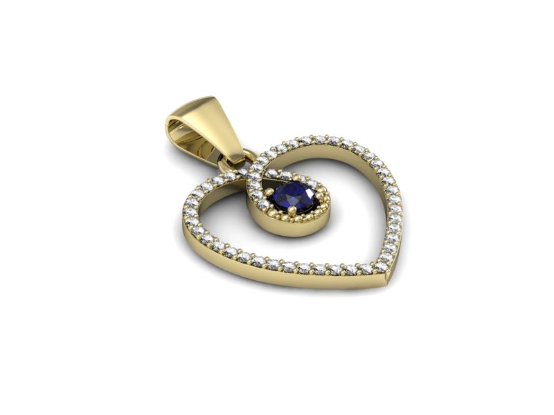 Wisiorek z szafirem i brylantami żółte złoto - W15383zszc - 3