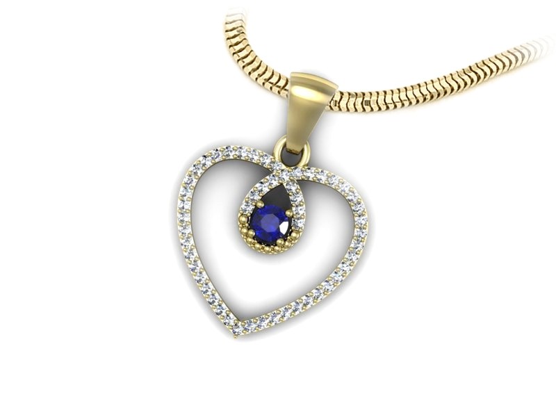 Wisiorek z szafirem i brylantami żółte złoto - W15383zszc