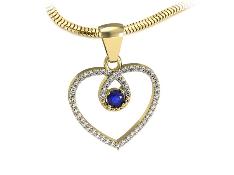 Wisiorek z szafirem i brylantami żółte złoto - W15383zszc - 1