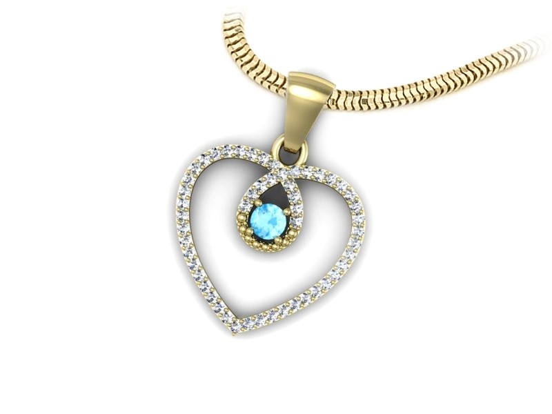 Wisiorek z topazem i brylantami żółte złoto 585 - W15383ztp - 2