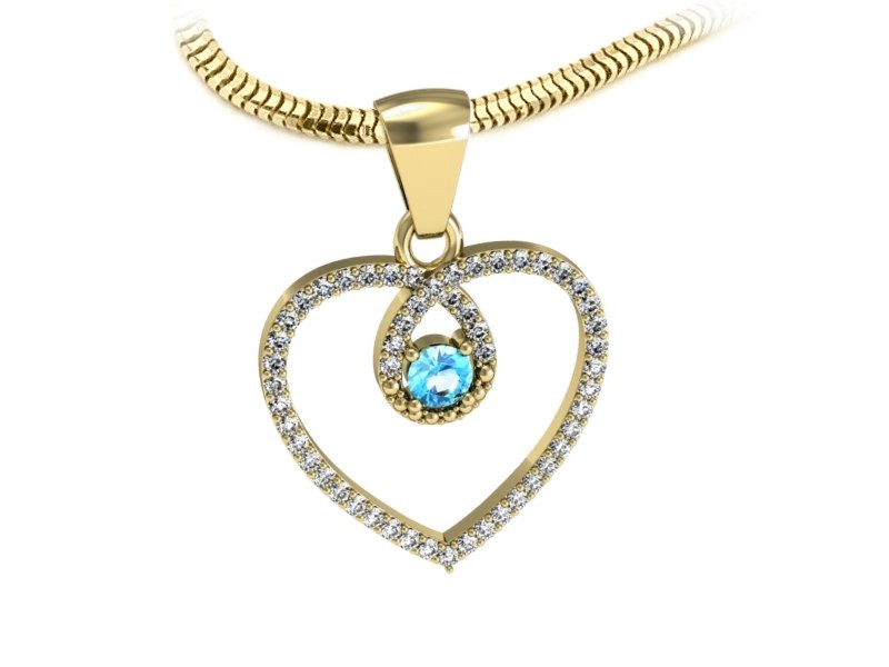 Wisiorek z topazem i brylantami żółte złoto 585 - W15383ztp - 1