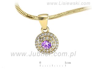 Złoty wisiorek z ametystem i diamentami