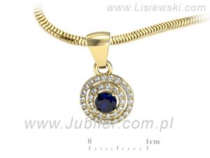 Złoty wisiorek z szafirem i diamentami