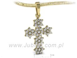 Złota zawieszka krzyżyk z brylantami złoto 585 - W15416z