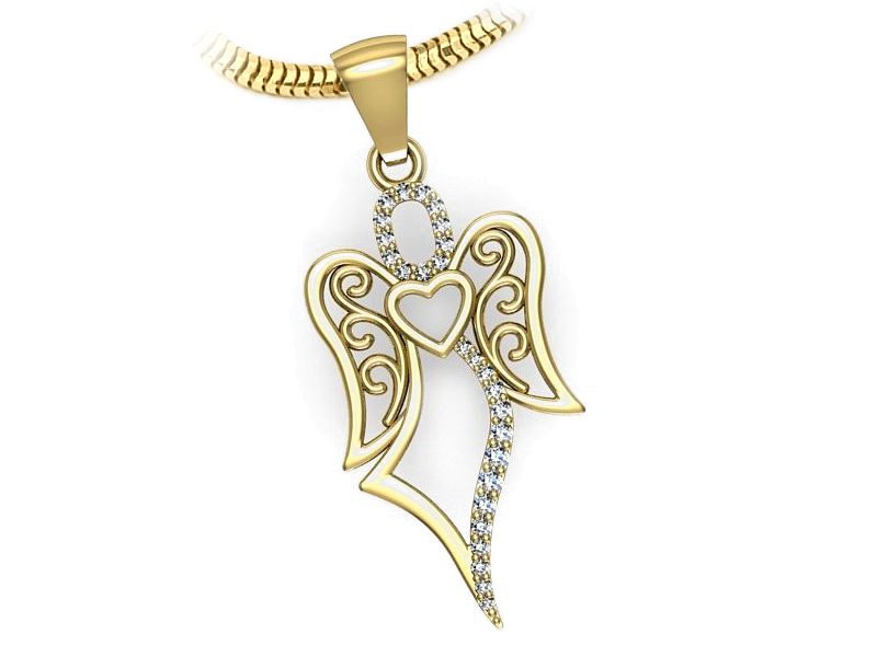 Zawieszka anioł z cyrkoniami - blask nadziei - W15580z_c - 3