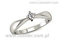 Delikatny pierścionek zaręczynowy z brylantem ~0.05ct Si1/H z certyfikatem autentyczności, próba 585, masa ~1.7g.