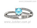 Pierścionek z białego złota z topazem ~0,39ct i brylantami ~0,15ct Si1/H z certyfikatem autentyczności, próba 585, masa ~2.3g.