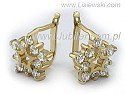Kolczyki złote z brylantami ~1,30ct Si1/H z certyfikatem autentyczności, próba 585, masa ~4,7g.