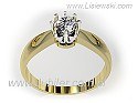 Pierścionek z białego i żółtego złota z brylantem ~0,25ct Si1/H z certyfikatem autentyczności, próba 585, masa ~2,5g.