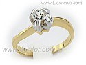 Pier�cionek z diamentem bia�e i ��te z�oto.