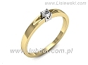 Pierścionek z żółtego i białego złota z brylantem ~0.08ct Si1/F z certyfikatem autentyczności, próby 585, masa ~1,7g.