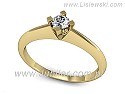 Pierścionek z żółtego złota z brylantem ~0.16ct Vs2/I z certyfikatem autentyczności, próba 585, masa ~1,6g.
