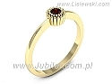 Pierścionek z żółtego złota z granatem ~0.06ct z certyfikatem autentyczności, próba 585, masa ~1.1g.